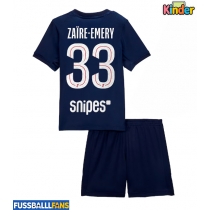 Paris Saint-Germain Warren Zaire-Emery #33 Heimtrikotsatz Kinder 2025-26 Kurzarm (+ Kurze Hosen)